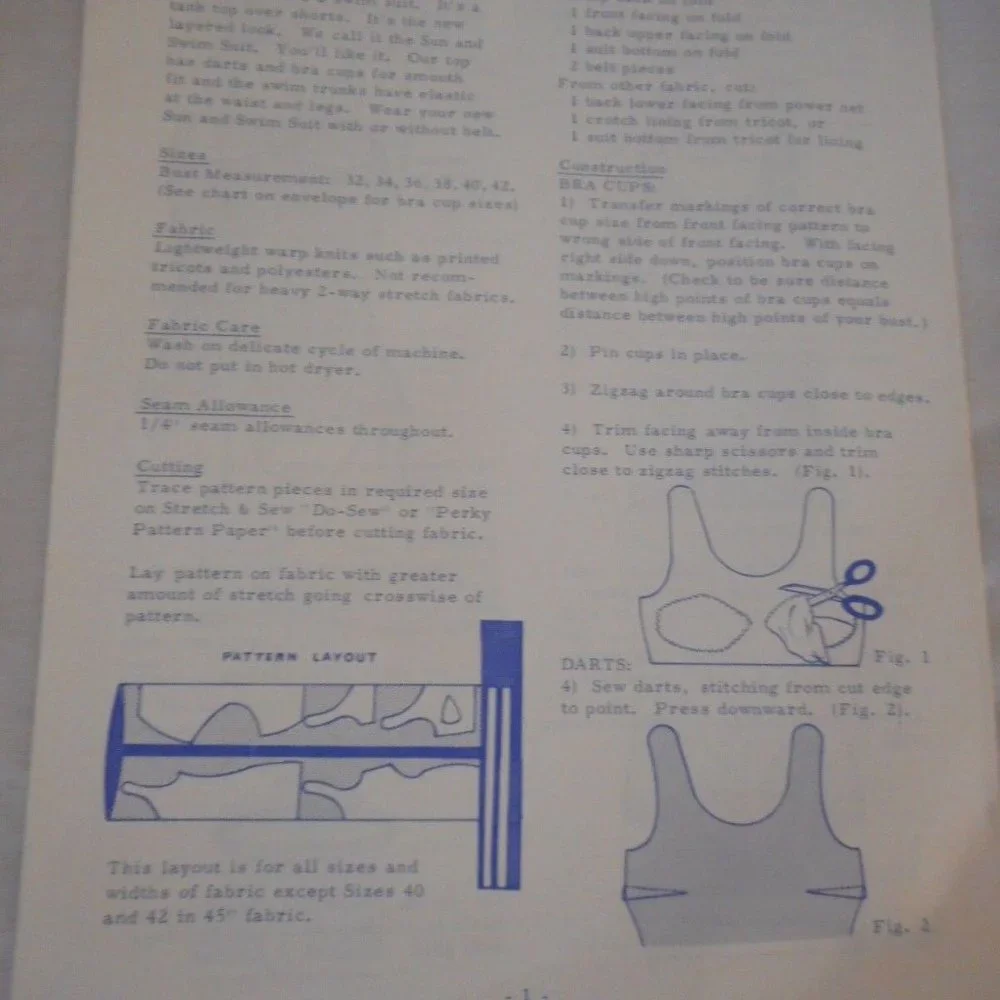 Vtg 1970s knit swim suit pattern